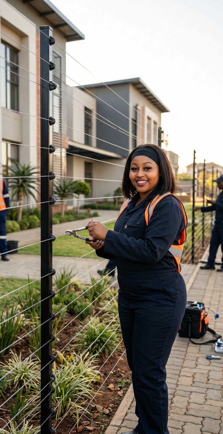 Cross Africa founder installing a freestanding security fence